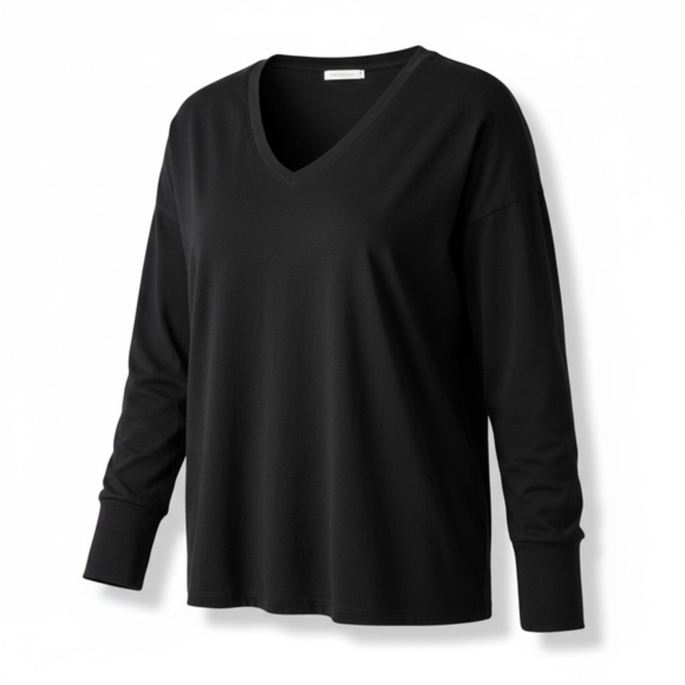 ✨ American Giant Black V-Neck Long Sleeve Top – XL – Elevated Essential ✨